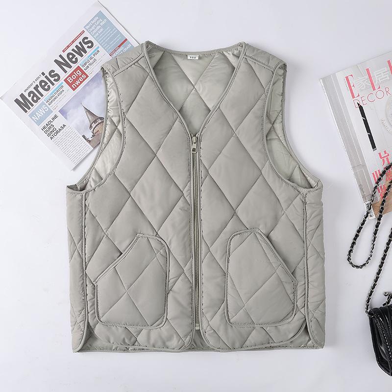 Crew neck quilted warm windproof vest down cotton vest cotton top warm jacket new autumn and winter