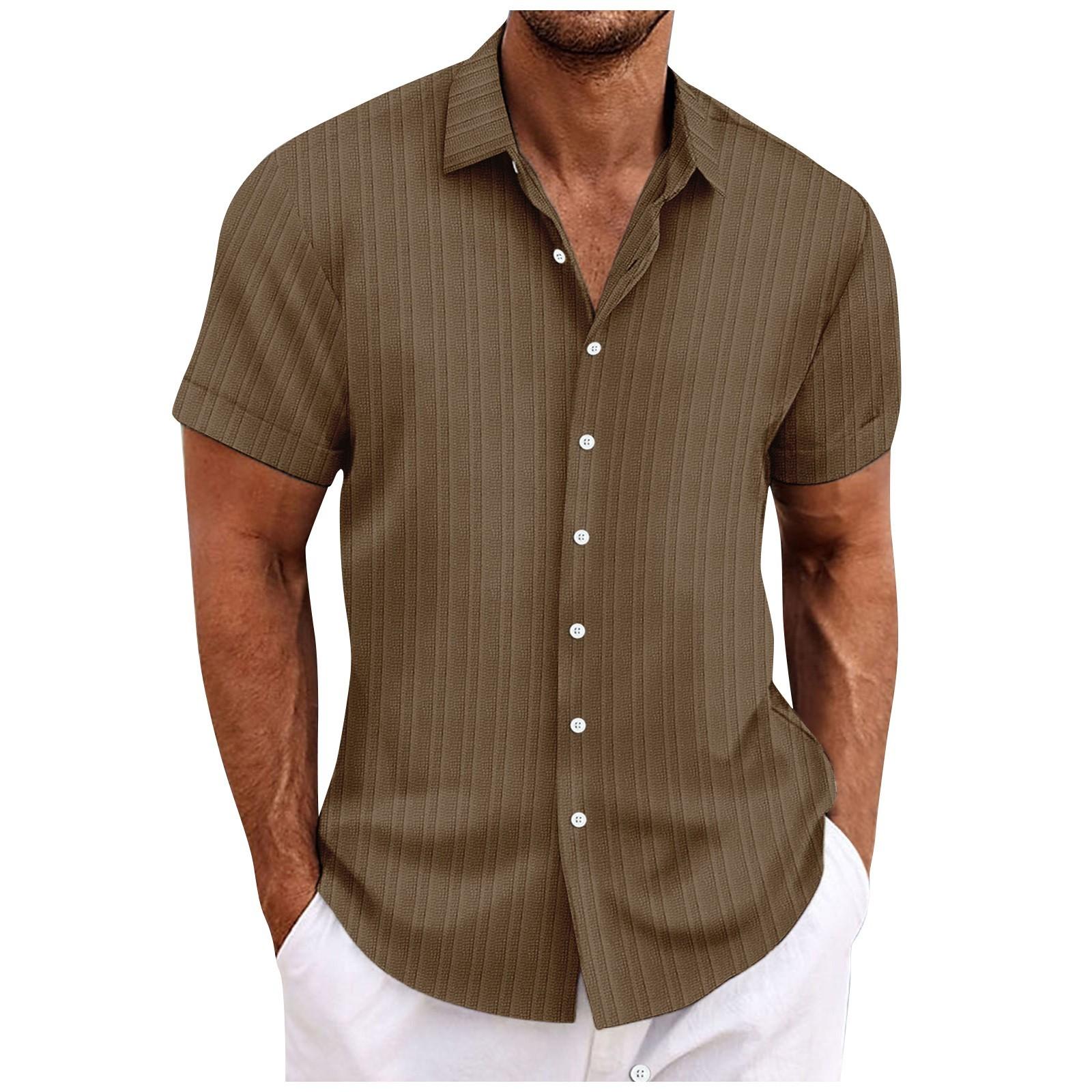 

Мужская летняя новая свободная рубашка с коротким рукавом с принтом, кардиган, пляжная рубашка XL кофейный