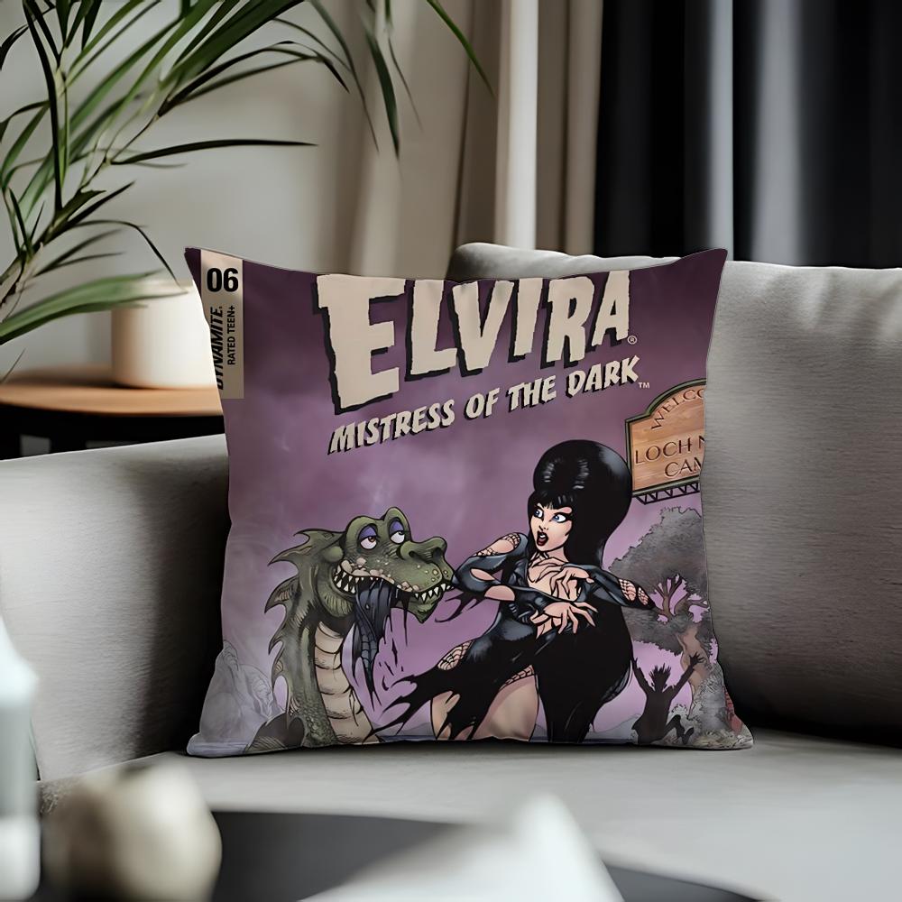 Viral EElvira Mistress of the Darkable Cushion Cover Antidustmite Pillowcase Invisible Zipper Silky Short Plush Sofa Cushion