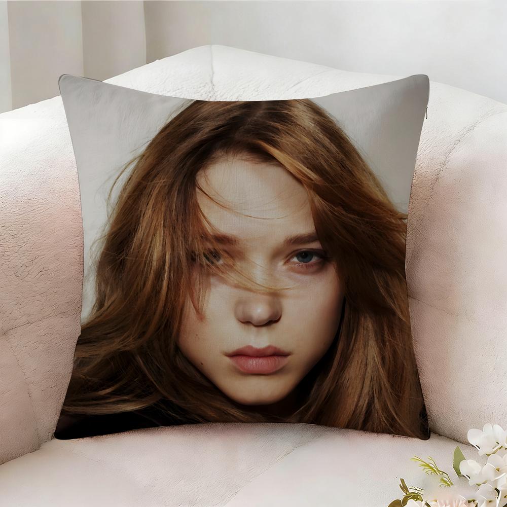 LLea Seydoux Actor Pillow Case Pillowcase Doublesided Printed Sofa Cushion Bedroom Headboard Pillow