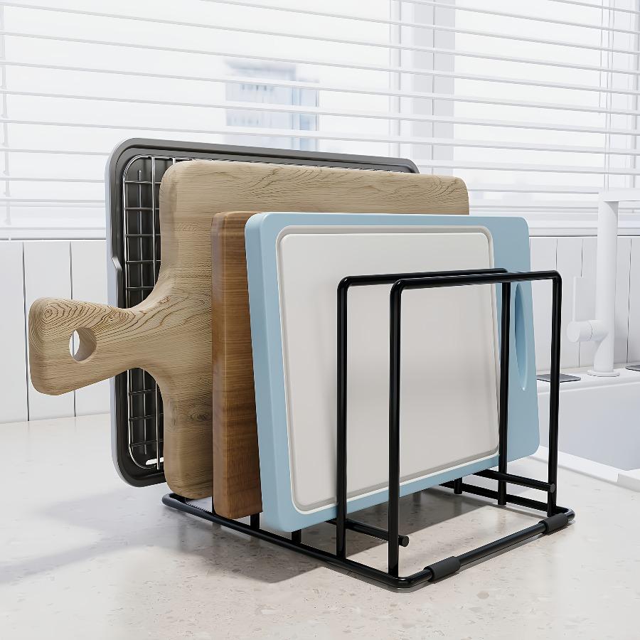 5-Slot Baking Tray Rack | Iron, Varnished End, Non-Slip Feet, Suitable for Kitchen Cabinets or Countertops, Multipurpose Use