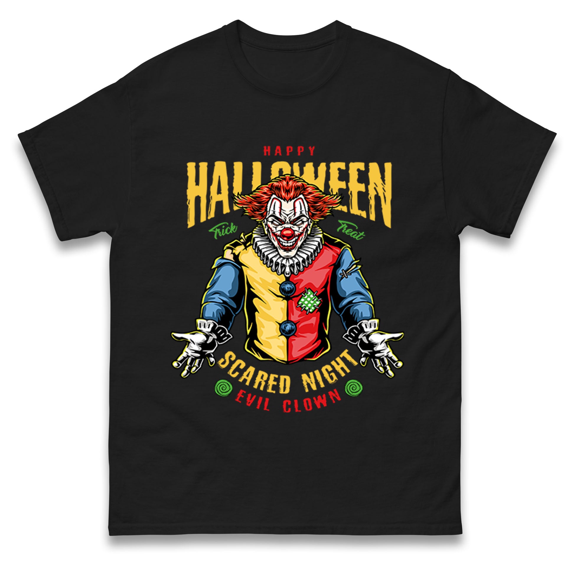 

Happy Halloween Scared Night Clown T Shirt Tshirt Mens Womens Unisex Tops Tees 2XL