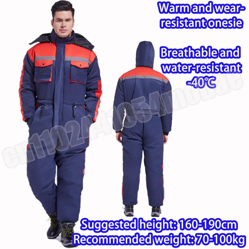 Winter Motorcycle Waterproof Jacket One Piece Prevent Cold Ski Down Parka Jumpsuit Warm Hooded Cycling and Fishing Suits