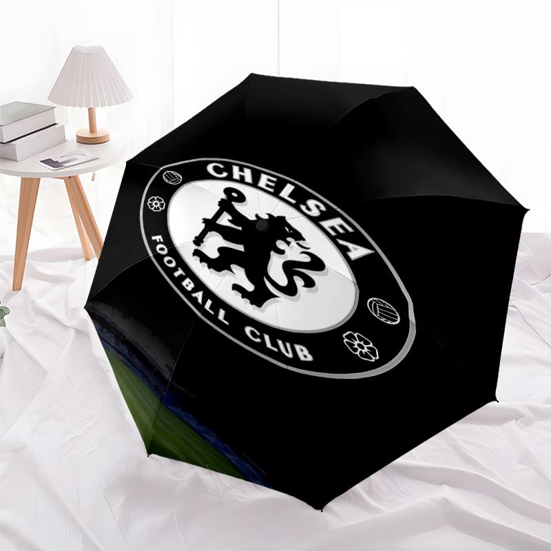 Printed Chelsea FC logo Printed Folding Umbrella,Outdoor,Leisure,And Travel Umbrella,Durable Umbrella Fabric,Birthday And Holiday Gift