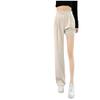Women's Spring/Summer High Waist Apricot Wide Leg Draping Pants - Loose, Floor-Length, Petite Fit