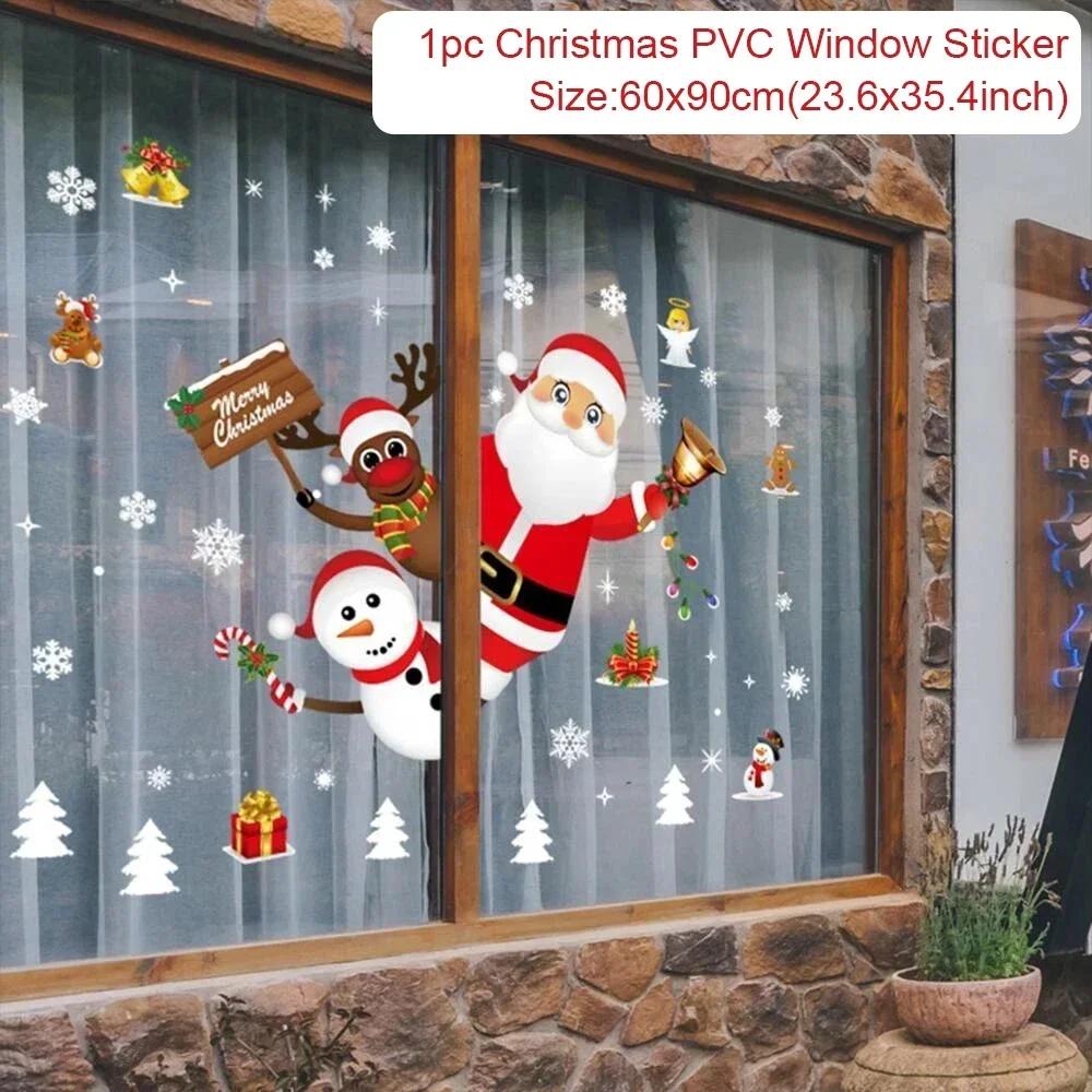 Christmas Wall Window Stickers Marry Christmas Decoration For Home 2025 Christmas Ornaments Xmas Navidad Gift New Year 2025