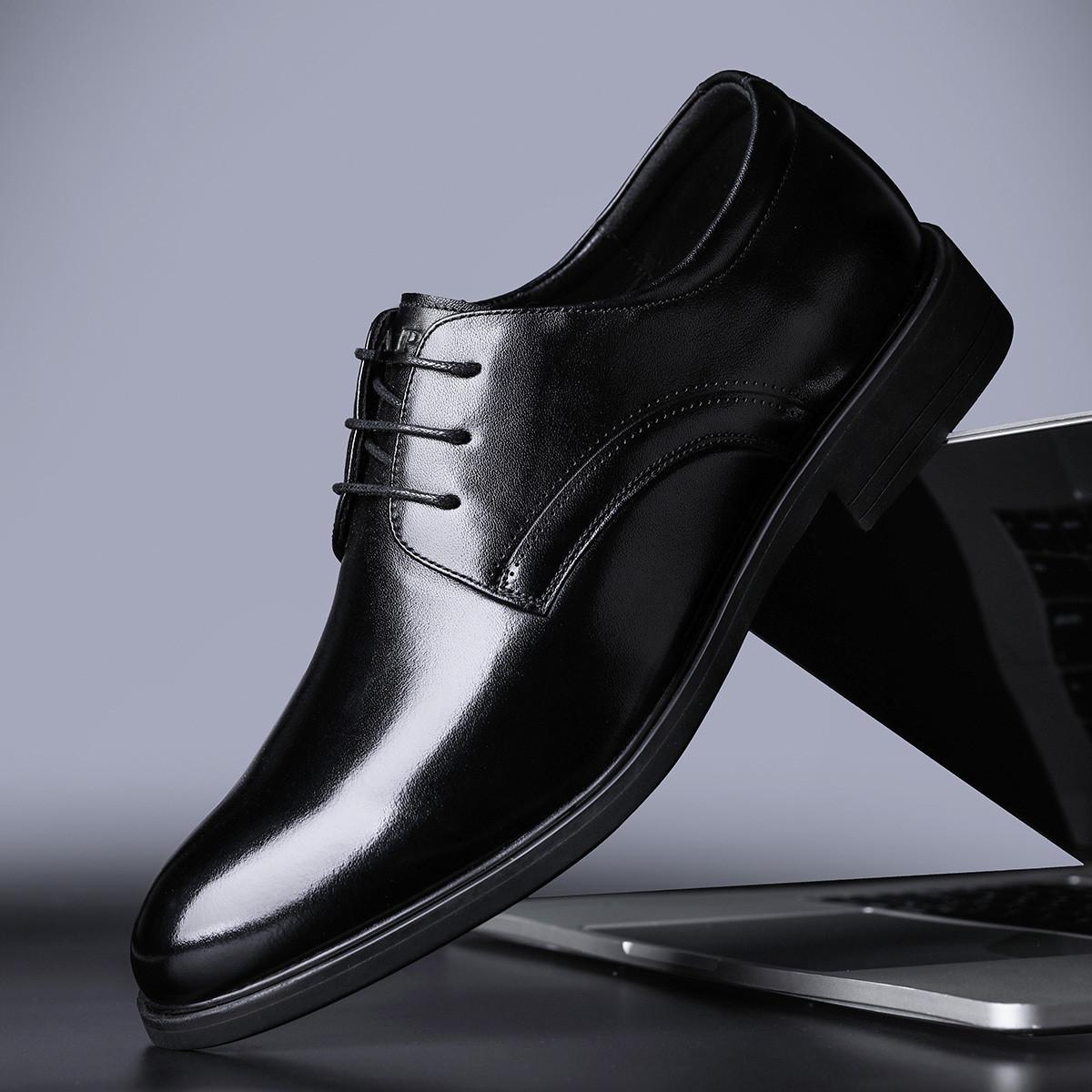 

Wenzhou genuine leather shoes men s first layer cowhide British style men s shoes business dress commuting wedding derby shoes wear-resistant autumn 44