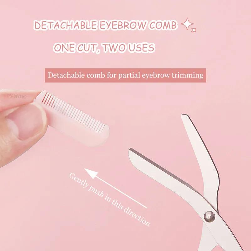 1/2Pcs Stainless Steel Crescent Moon Eyebrow Trimmer Set With Comb Portable Women Eyebrow Eyelash Hair Scissors Makeup Tool