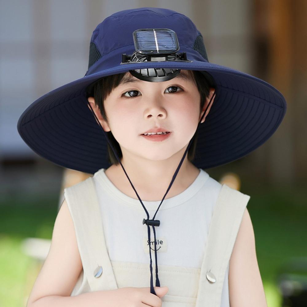 with Cooling Fan Sun Hat Wide Brim Kids Fisherman Hat New Outdoor Sunshade Hat