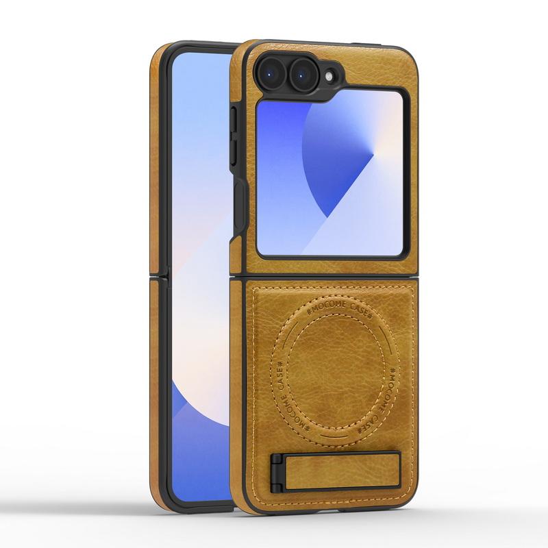 Capa Shell de Couro Empresarial com Carregamento Sem Fio 2 peças Para Samsung Galaxy Z Flip6 Flip5 Flip4 Flip3 Magnética À Prova de Choque Dobrável Suporte Capa de Telefone