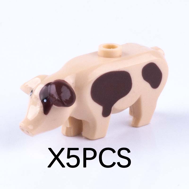 MOC Animal Building Blocks DIY Pig Fishes Octopus Penguin Turtles Figures Toys Set City Farm Zoo Accessories Bricks Kid Gift