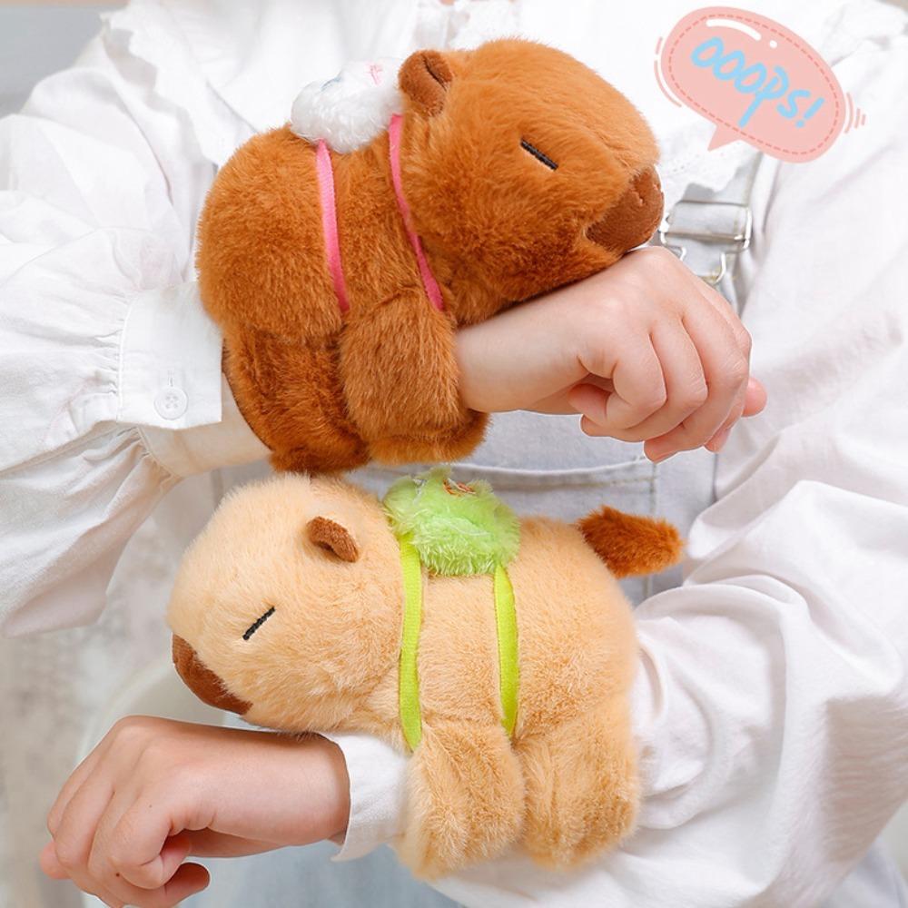 Simulation Capybara Slap Bracelet Wrist Style Cartoon Rodent Plush Doll Slap Bracelet Soft Cute Capybara Plush Wrist Band