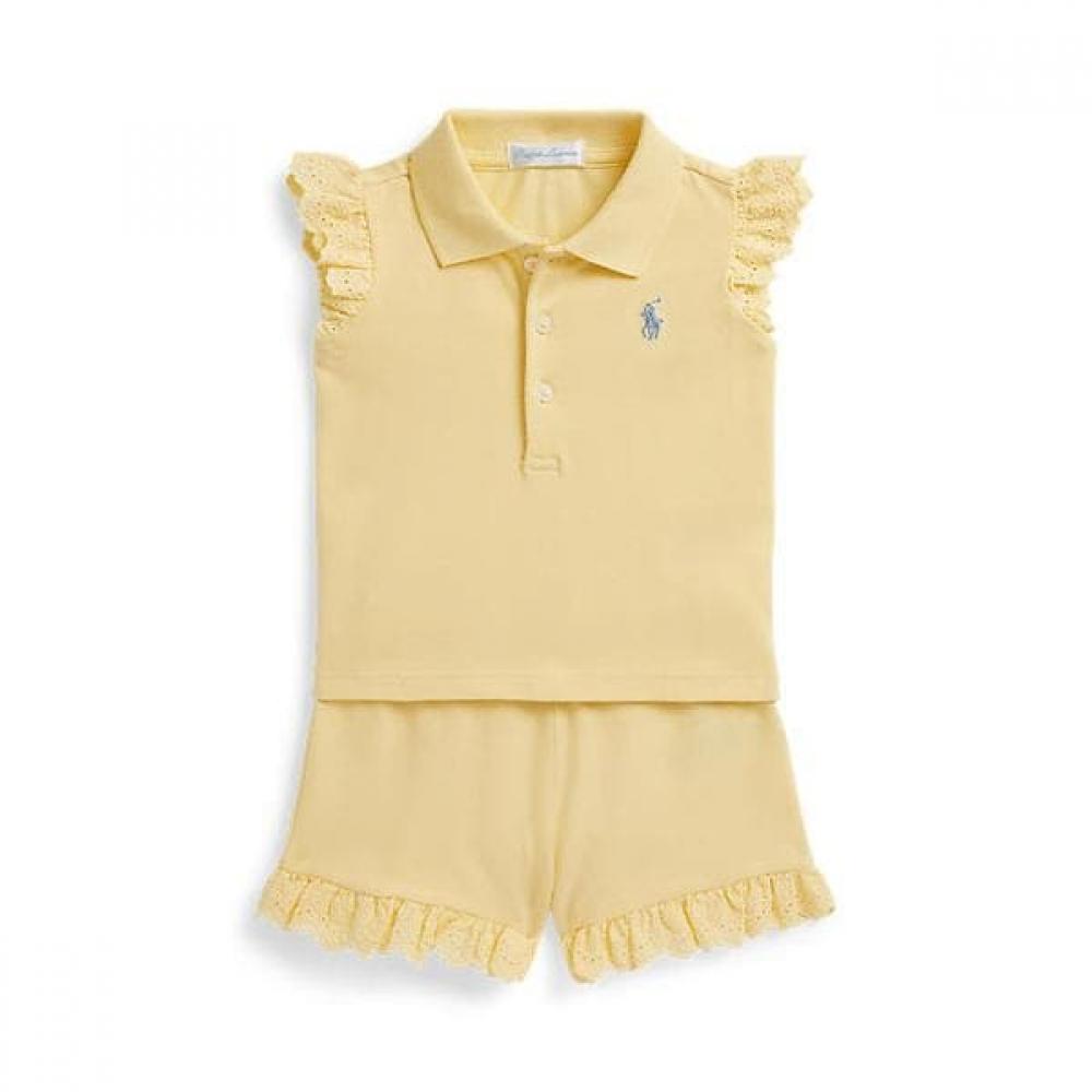 Polo Ralph Lauren Baby Girls Eyelet Stretch Mesh Polo Shirt And Short Cwpo2stf9s20045700 18M
