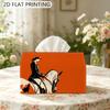 2D Flat, 1pc Equestrian Dressage Tissue Box Cover with Rider Print -  Horse Decor Suitable for Home, Office, Dressage Room - Bold Black & Orange Tissu