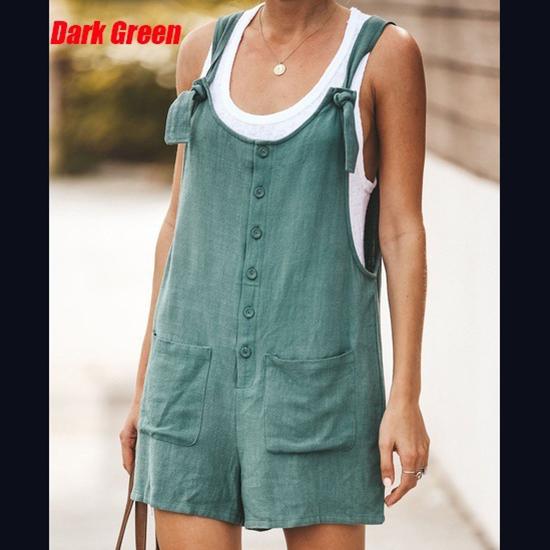 Casual Summer Solid Loose Strap Jumpsuit for Women Femme Jumpsuit Shorts