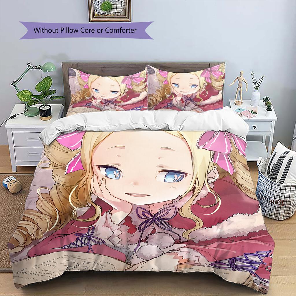 Re:Zero Pattern Bedding Quilt Set Home Decoration Gift (1 * duvet cover + 2 * pillowcase without core)