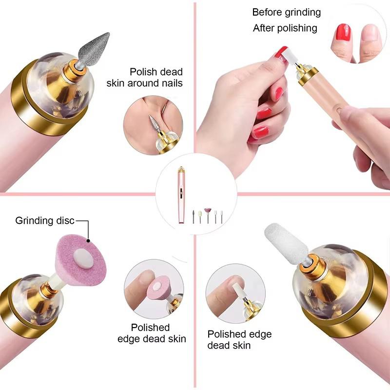 Electric Nail Art Set Multi Functional 5 In 1 Grinding Machine Drill File Beauty Care Polishing Maintenance USB Powered Tool