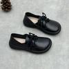 Johnature Genuine Leather Women's Shoes Retro Round Toe Soft Soled Lace Up Versatile Shoes