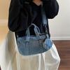 Retro Denim Women's Pillow Shoulder Bags Casual Large Capacity Female Crossbody Bag Casual Travel Handbags with Round Purse