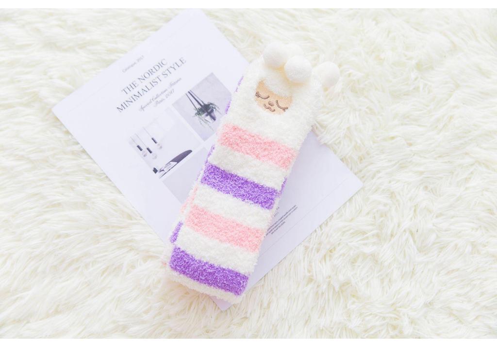 2020 Autumn/Winter Women's Coral Over-the-Knee Socks with Thickened Length and Cartoon Animal Patterns