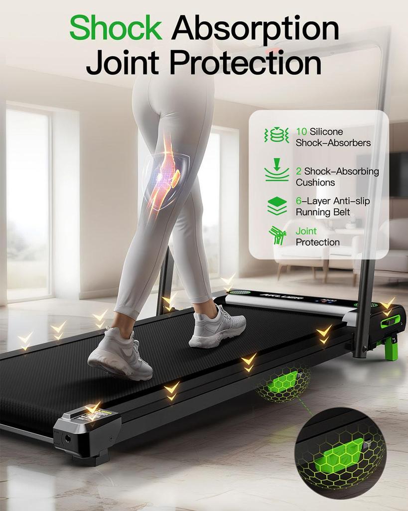 Akluer 480L-B Incline Walking Pad with Foldable Handle, 2.5HP Quiet Motor, LED Screen & Remote Control, 150kg Max Capacity, Anti-slip Belt
