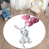 Cartoon Rabbit Girl Animal Flowers Round Carpet Cute Bunny Mouse Circle Rug Home Bedroom Living Room Floor Mat Chair Pad Doormat