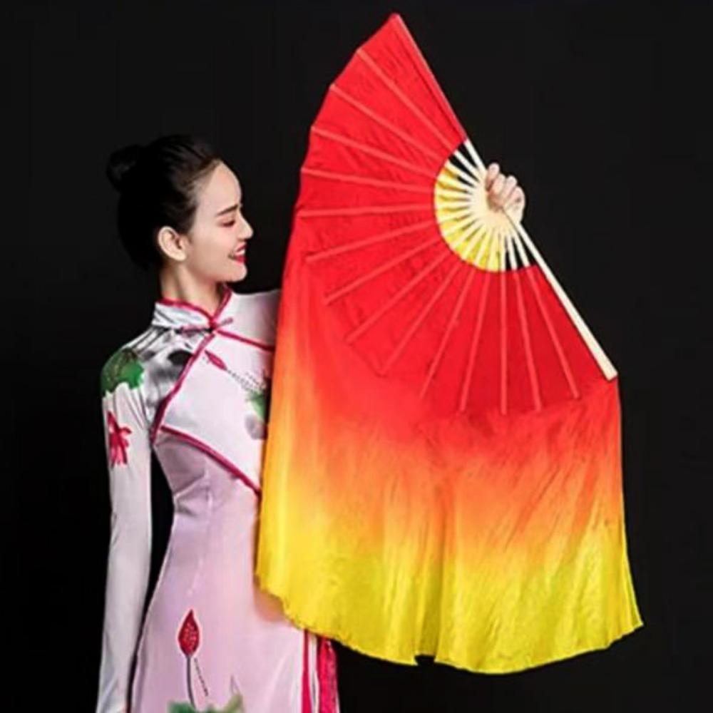 Colorful Kids Children Bamboo Fans Hand Dye Adults Fan  Veil Pairs Yangko Dance Tools