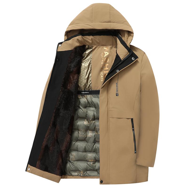 Middle Aged and Elderly Winter Graphene Cold Resistant and Warm Cotton Jacket, Casual and Versatile with Plush Business Men's Hooded Cotton Jacket