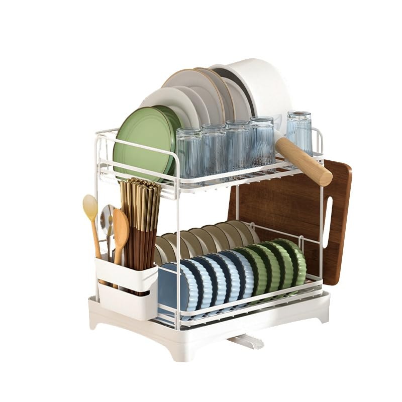 

Dish dish drying automatic large kitchen dish plate chopsticks cutting board easy to drain pipe of water contact plate can be rotated and extended белый