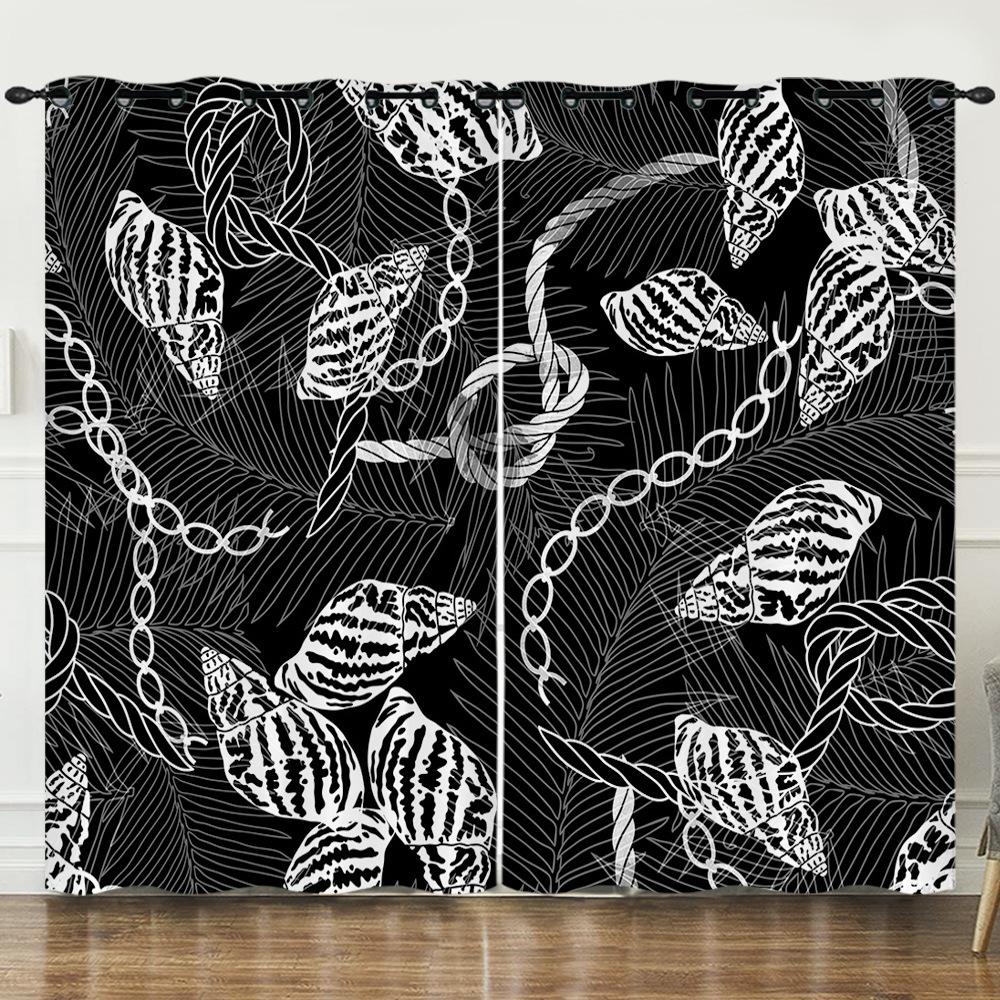 Curtains Simple And Simple Pattern 3D Digital Printing Blackout Curtain Punching