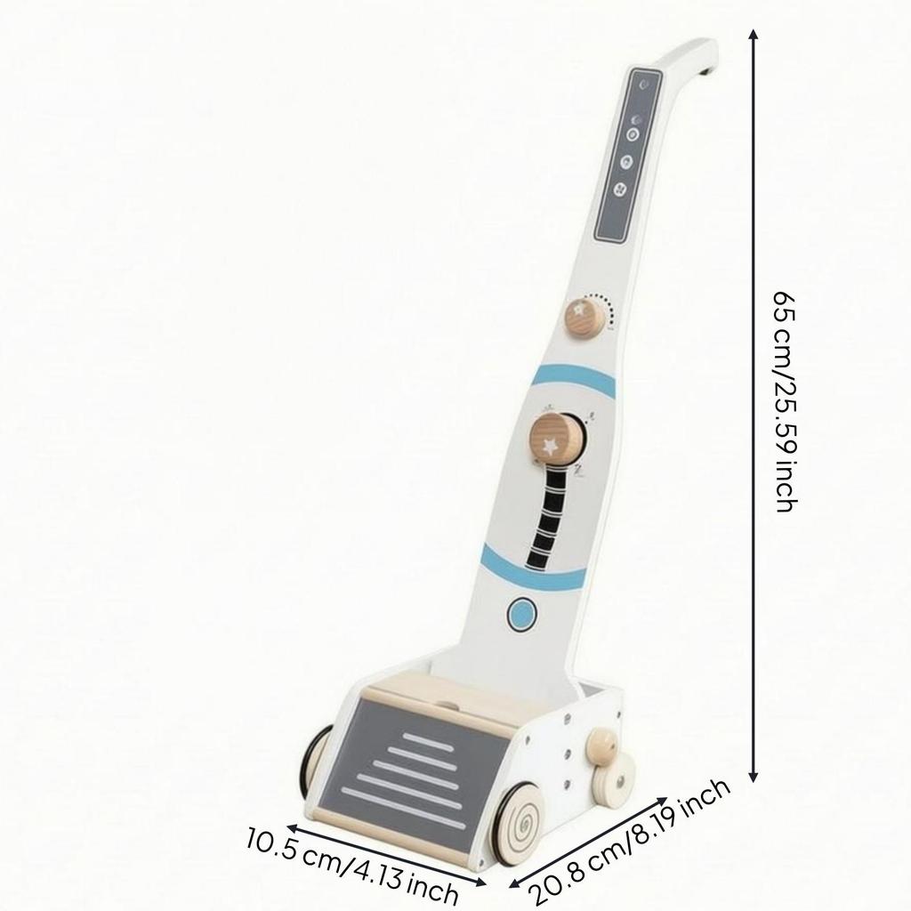 Wooden Vacuum Cleaner Toy Pretend Play Upright Decorative Panel Kids