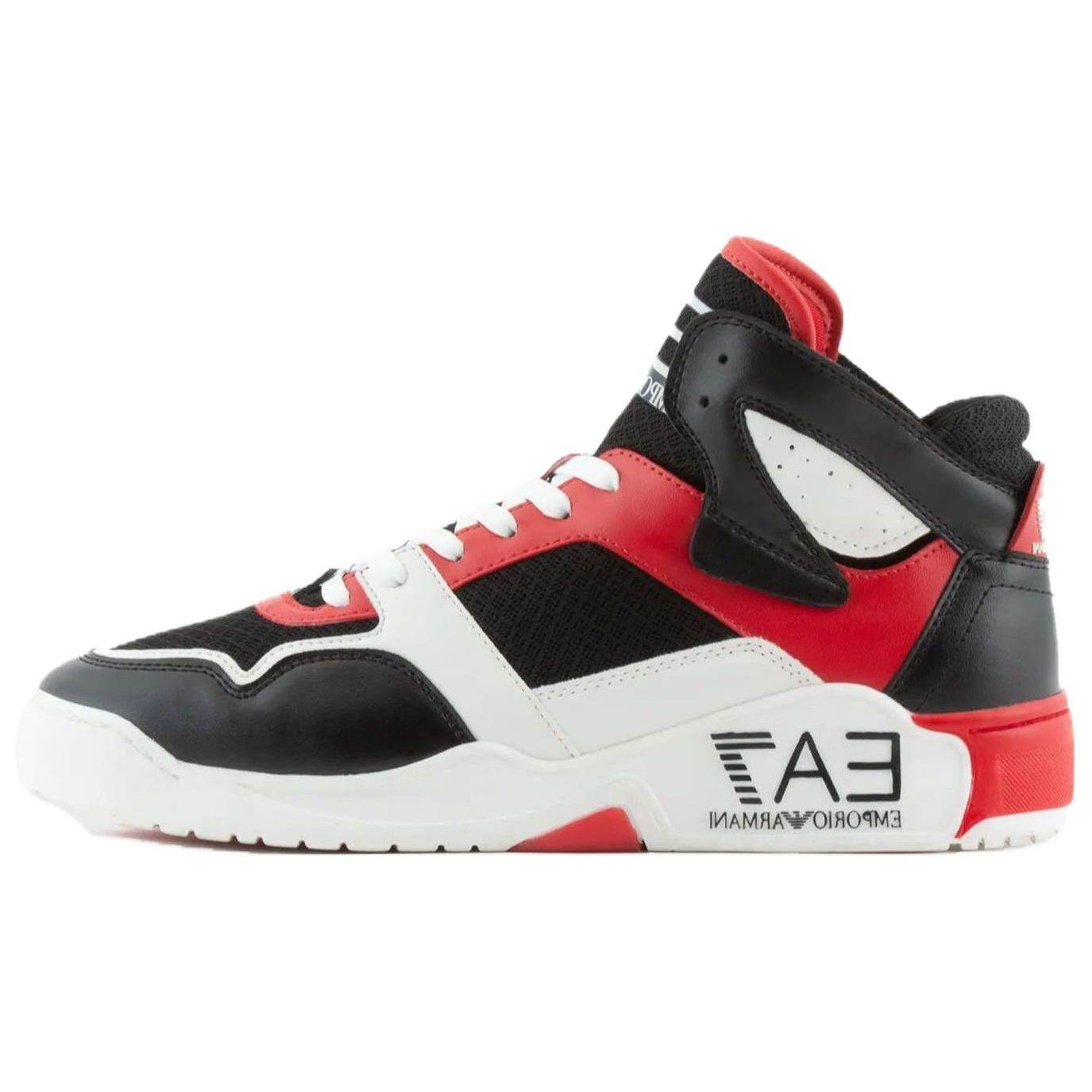 

Emporio Armani EA7 Leather Round Toe Lace-Up Durable High-Top Sneakers Unisex sneakers Black Red X8Z039XK331S915 44