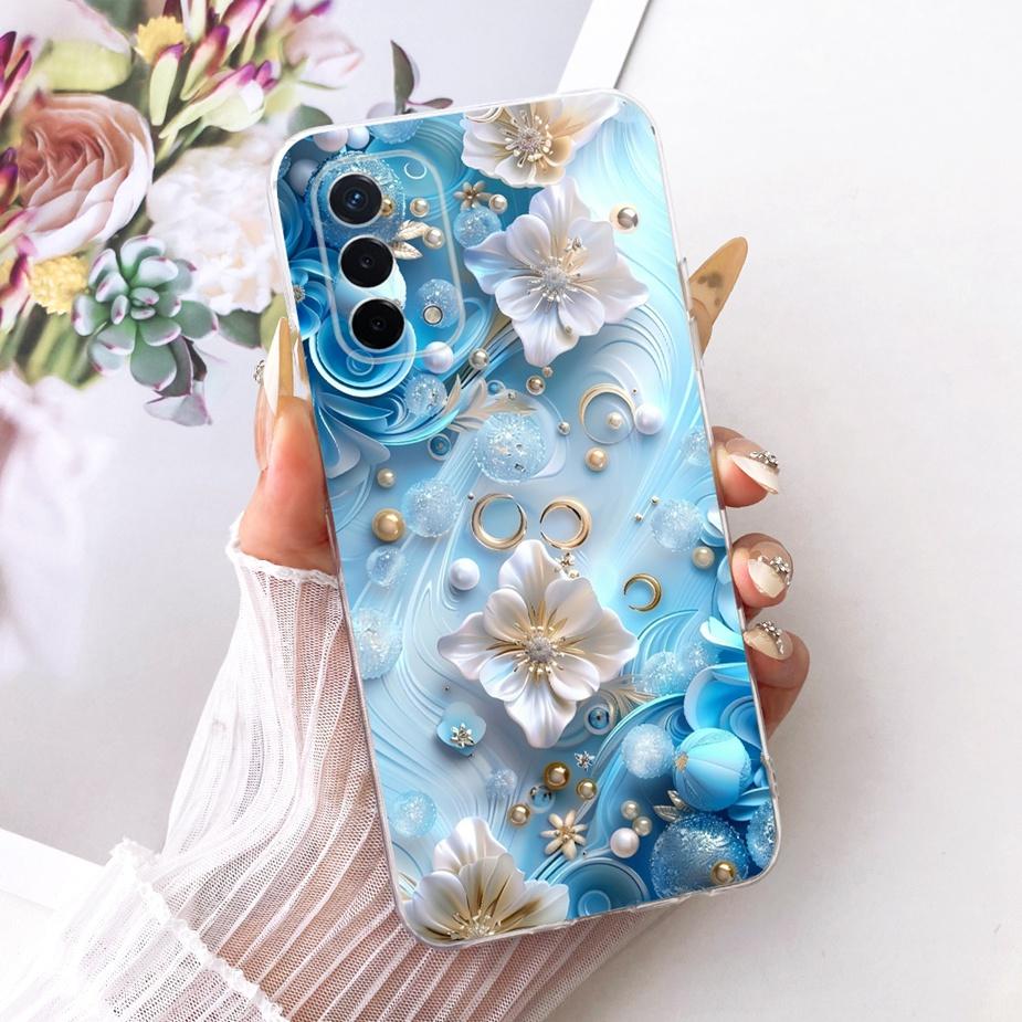 For Oppo A74 5G Case CPH2197 CPH2263 Luxury Bow Flowers Painted Cover Soft Silicone Phone Case For Oppo A74 A 74 OppoA74 5G Bags