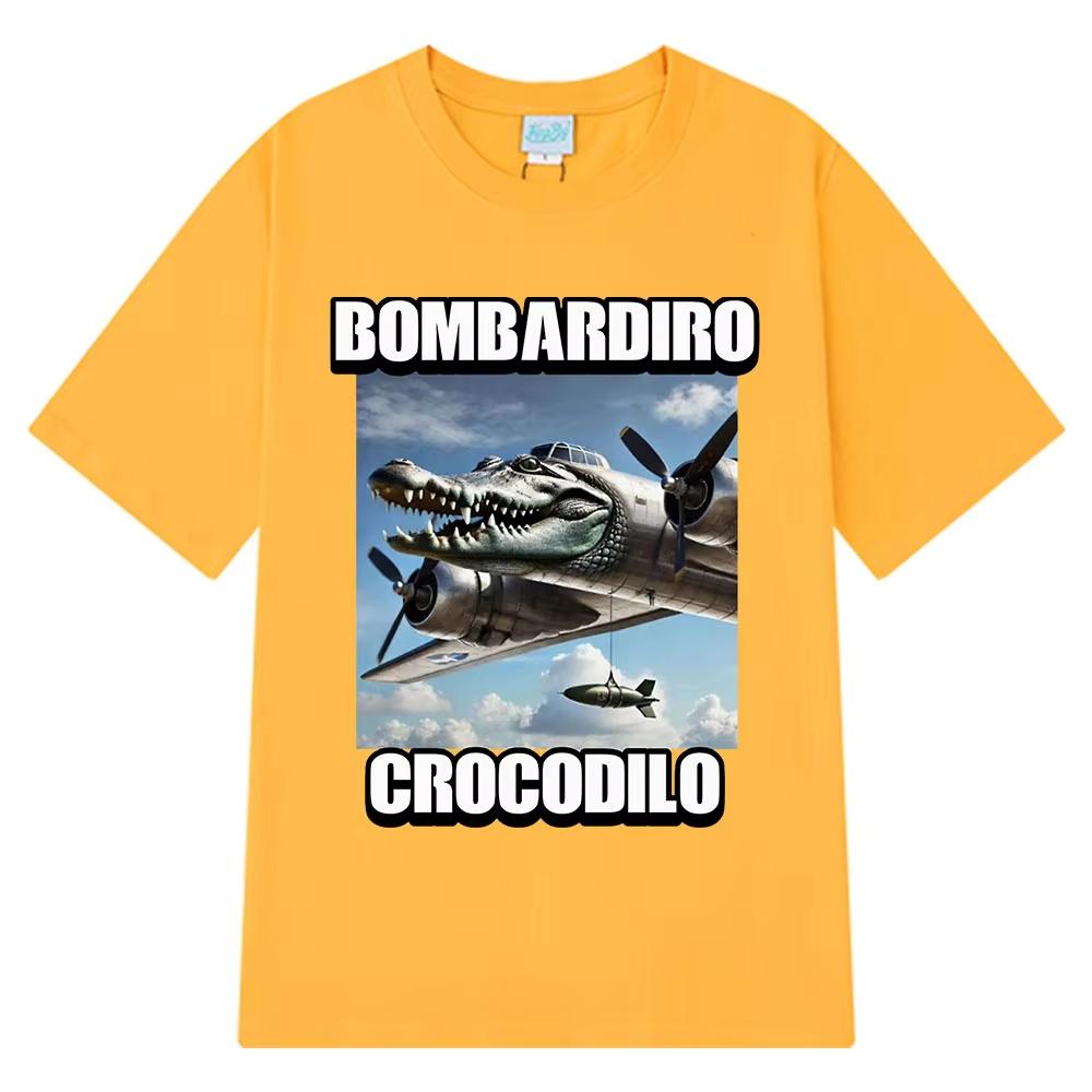 Bombardiro Crocodilo Funny Crocodile Plane Bomber T-shirt Men Women Casual Cotton Short Sleeve T Shirts Comfort O-Neck T-shirts