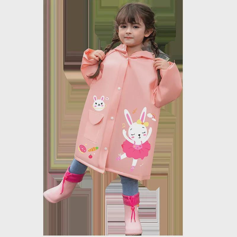 Kids' Waterproof EVA Raincoat with Large Brim and Backpack Space for Boys and Girls