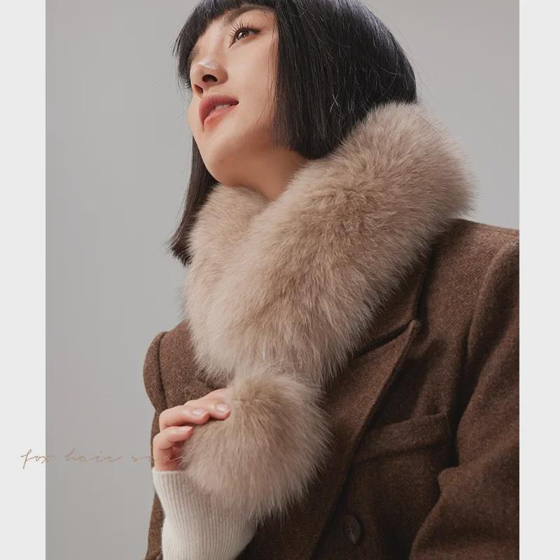 

High Quality Double-Sided Fox Fur Scarf: Natural Color, Magnetic Closure, Warm Winter Accessory for Women One Size