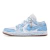 Air Jordan 1 Vidro Colorido Resistente à Abrasão Marítima Cano Baixo Vintage Sapatos de Basquete Unissex Azul Oceano 553558-146(Team1096-)