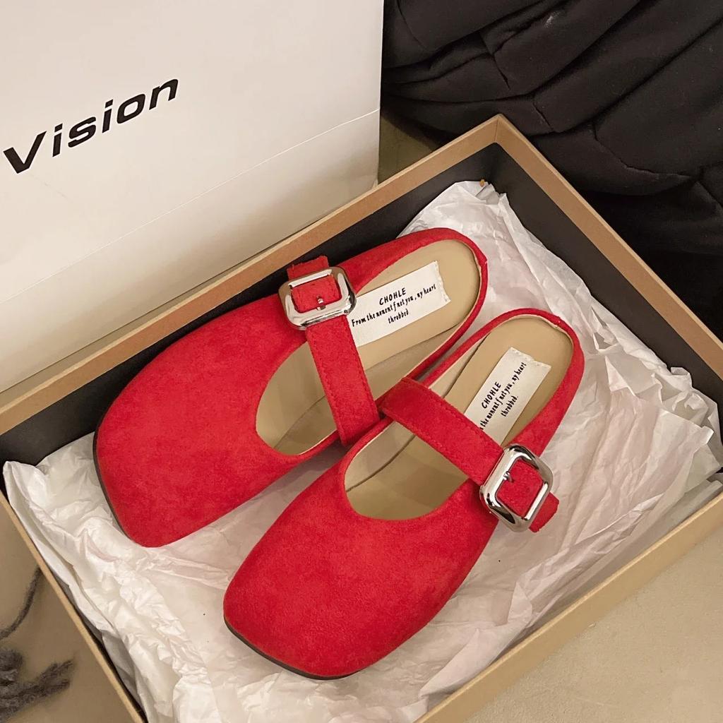 Fashion Famous Brand Spring Retro Single Shoes Comfortable Rubber Bottom Ladies Sandals Wider Toe Box Ballerina Slippers Style