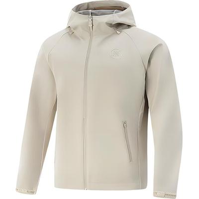 Li Ning Solid Color Zipper Hooded Comfortable Breathable Versatile Jacket Men Jackets Off-White AFDV541-3