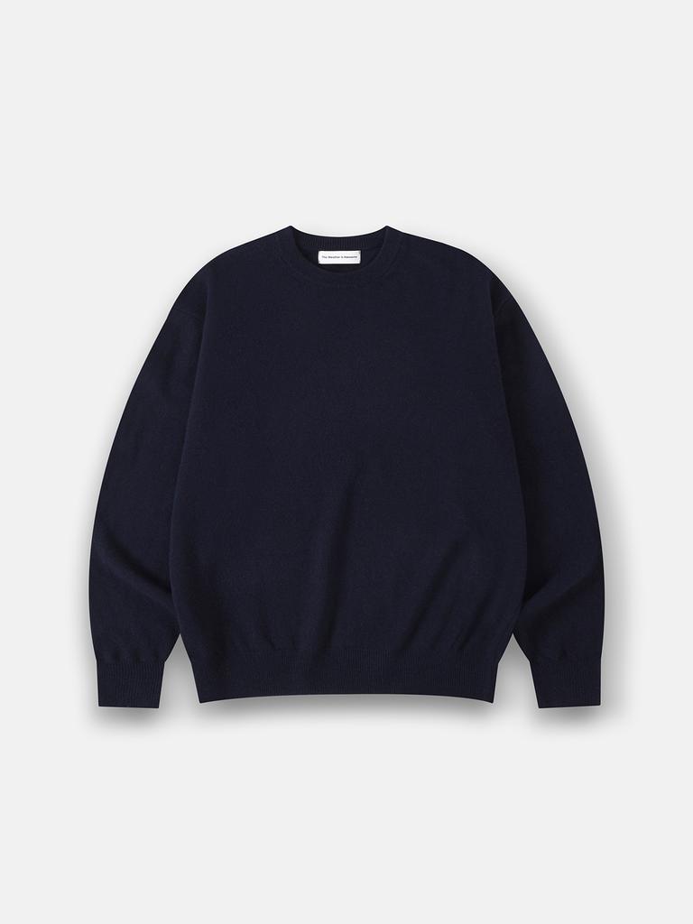 Deowedeoijeueosseom Classic Crew Neck Knit Sweater (Navy)