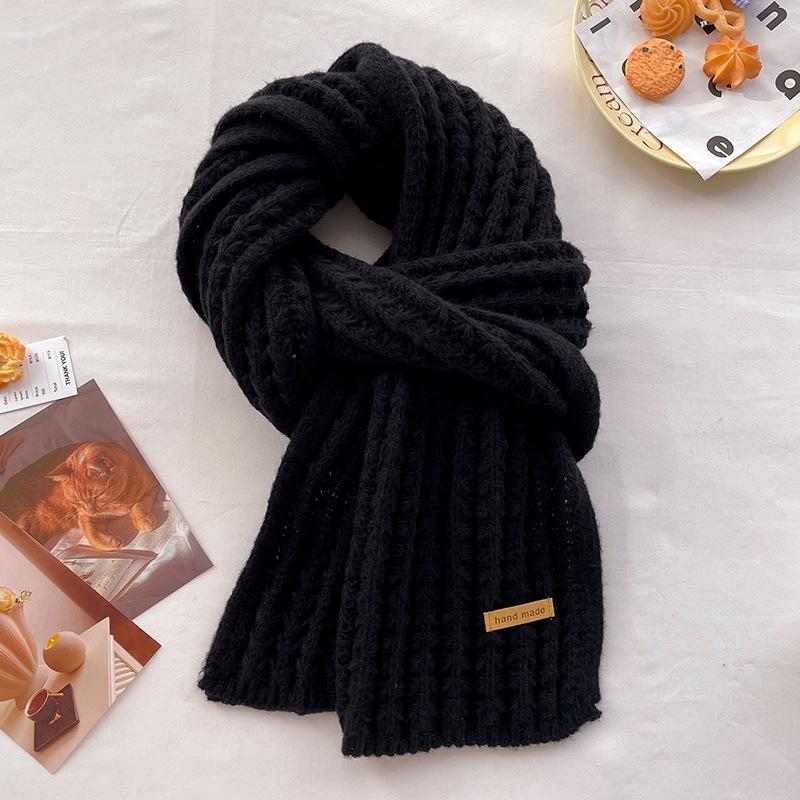 

Шарф женский зимний красный новый толстый шерстяной универсальный утолщенный теплый однотонный вязаный шарф для пары чёрный