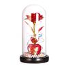 Love glass cover gold leaf flower ornament, Christmas and Valentine's Day creative gift, luminous simulated rose bouquet