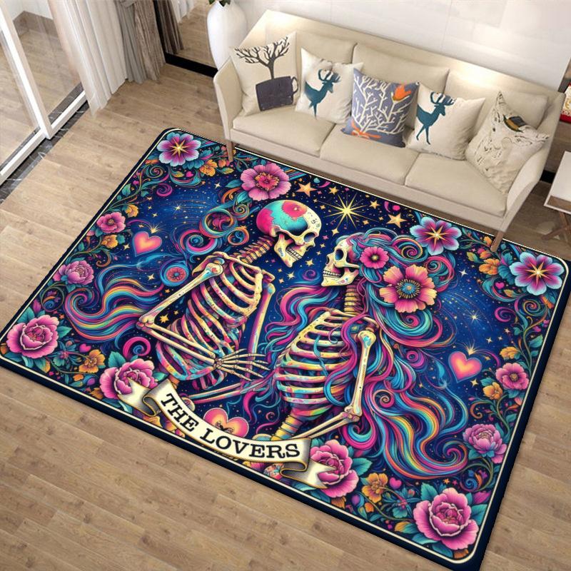 Love u to the Death Skull ( Carpet Rug for Living Room Bedroom Home Sofa Decoration,Kids play Non-slip Floor Mat