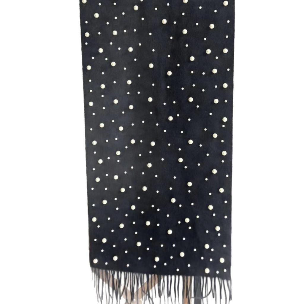 Dámský šátek/šála z čisté vlny s korálkovými třásněmi - Teplo perel DPW035