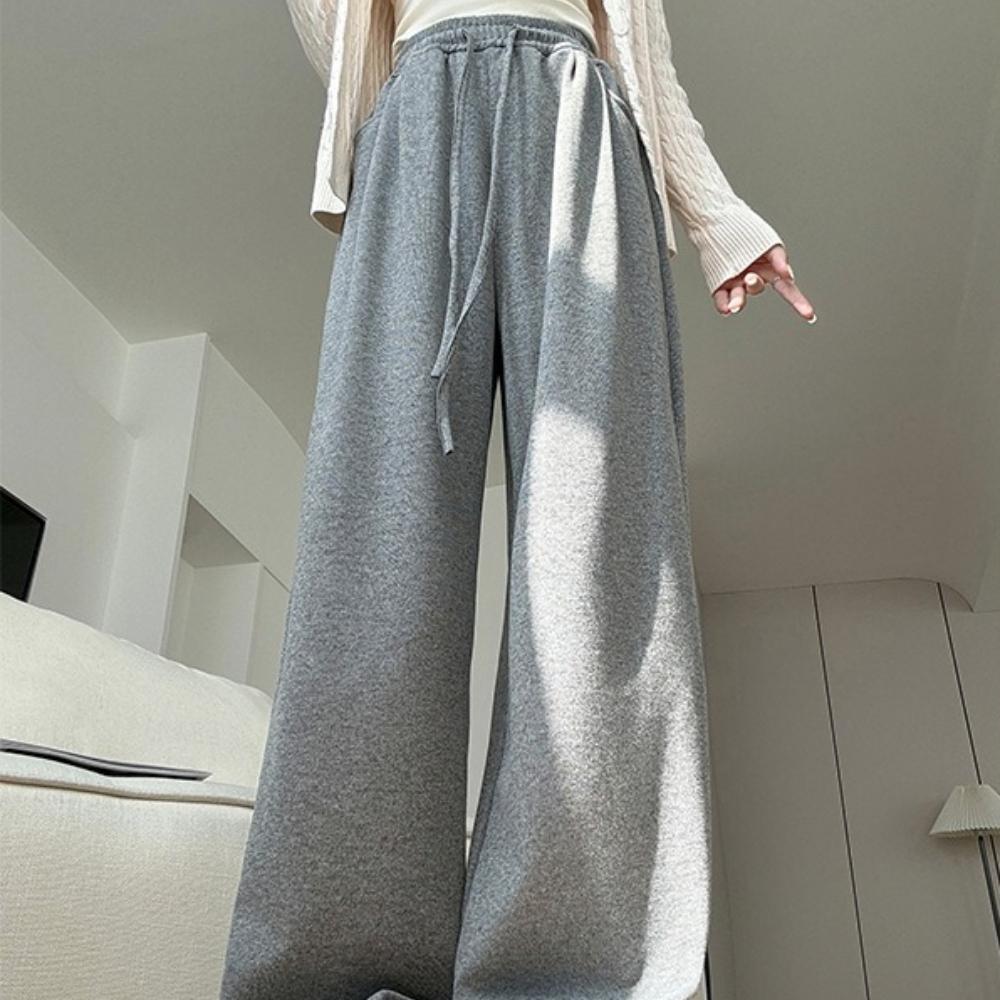 Women's High Waist Drawstring Wide Leg Pants Casual Loose Trousers for Fall Winter Daily Wear