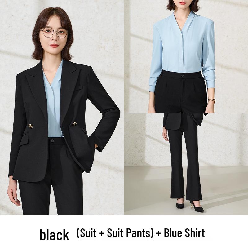 2025 Women's Autumn/Winter Flared Pants Suit Set - Formal/Casual Workwear