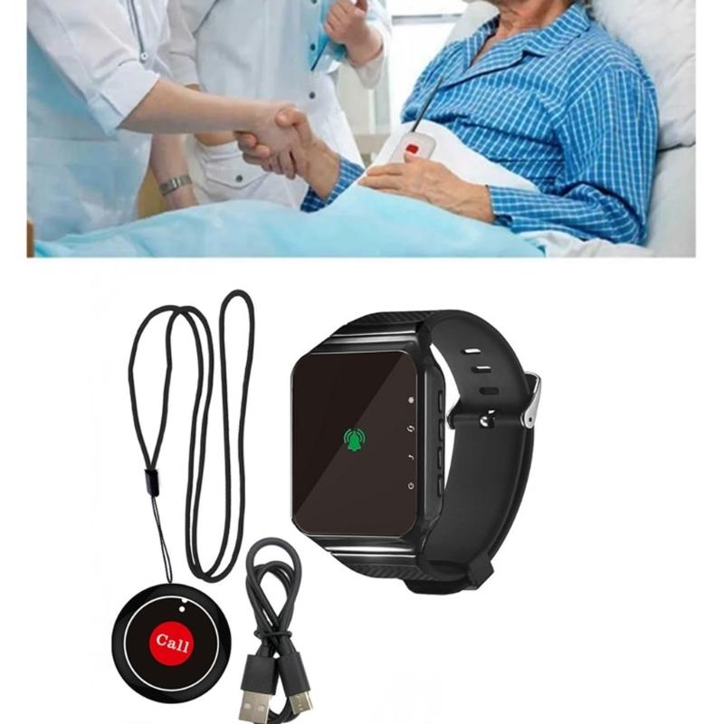 Wireless Emergency Call Wristband For Elderly Patients Restaurant Calling Pager Watch Receiver with LED Display