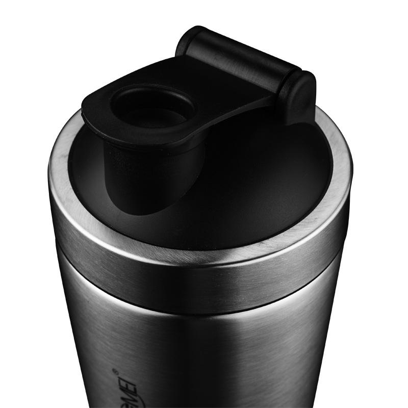 Edelstahl Shakerflasche mit Skala - Protein-, Fitness- & Sportwasserflasche zum Mischen von Enzymgetränken & Mahlzeitenersatz