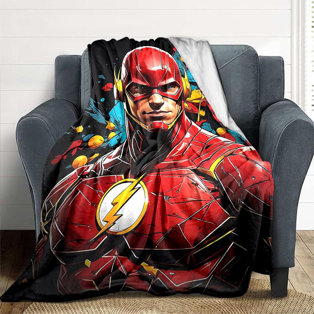 1pc Flash superhero Blanket Lightweight Flannel Throw For Sofa, Bed, Travel, Livingroom, Office, Couch, Chair, And Bed