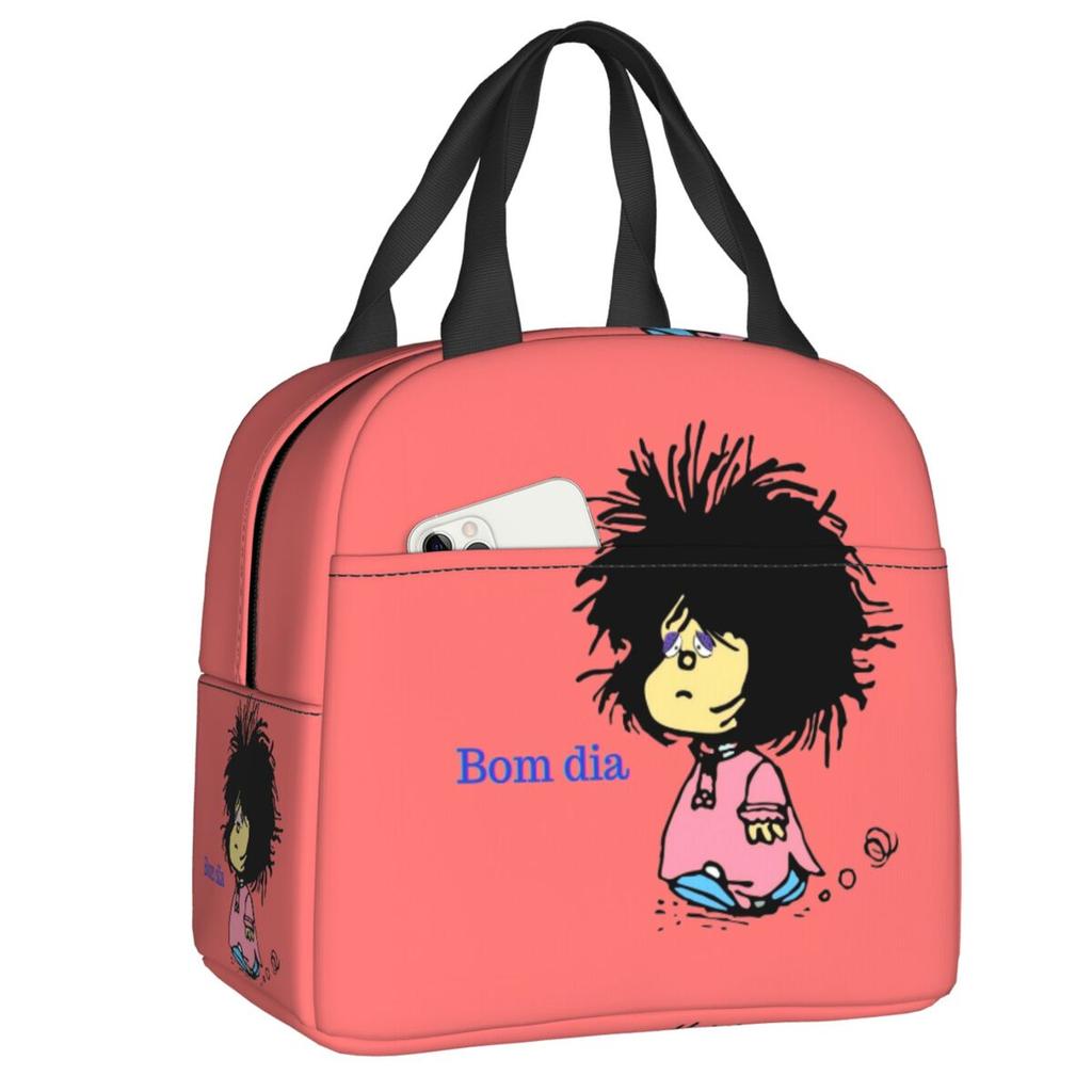 Maßgeschneiderte Mafalda Manga Thermoisolierte Lunchtaschen Damen Argentinien Cartoon Tragbarer Lunchbehälter für Reiseaufbewahrung Lebensmittelbox